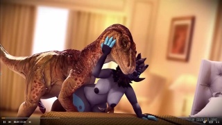 Порно с Фурри и динозавром Покемоном
